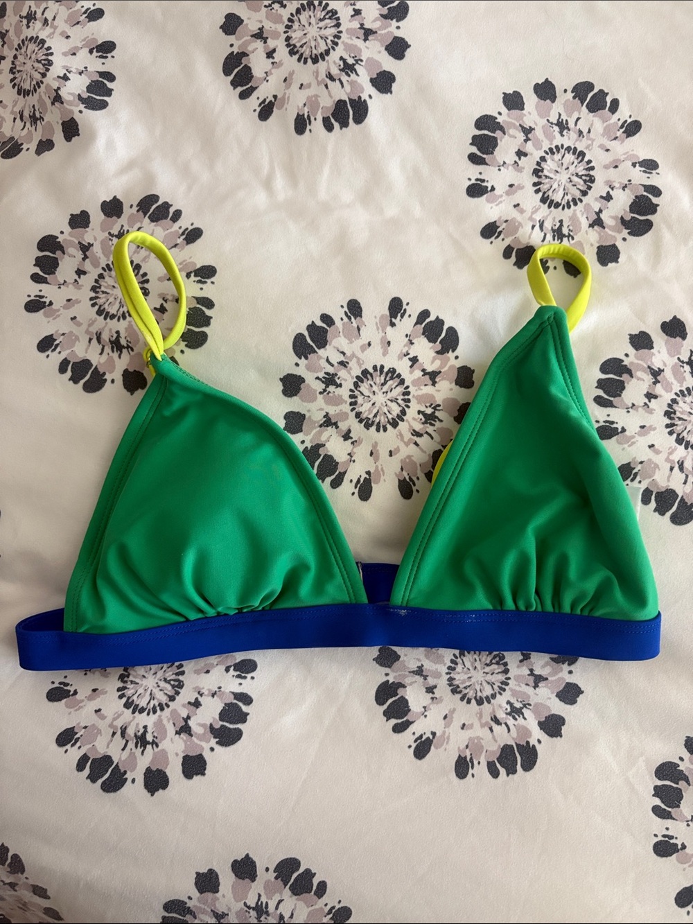 wild fable Green Triangle Bikini Top with Blue Band and Yellow Straps